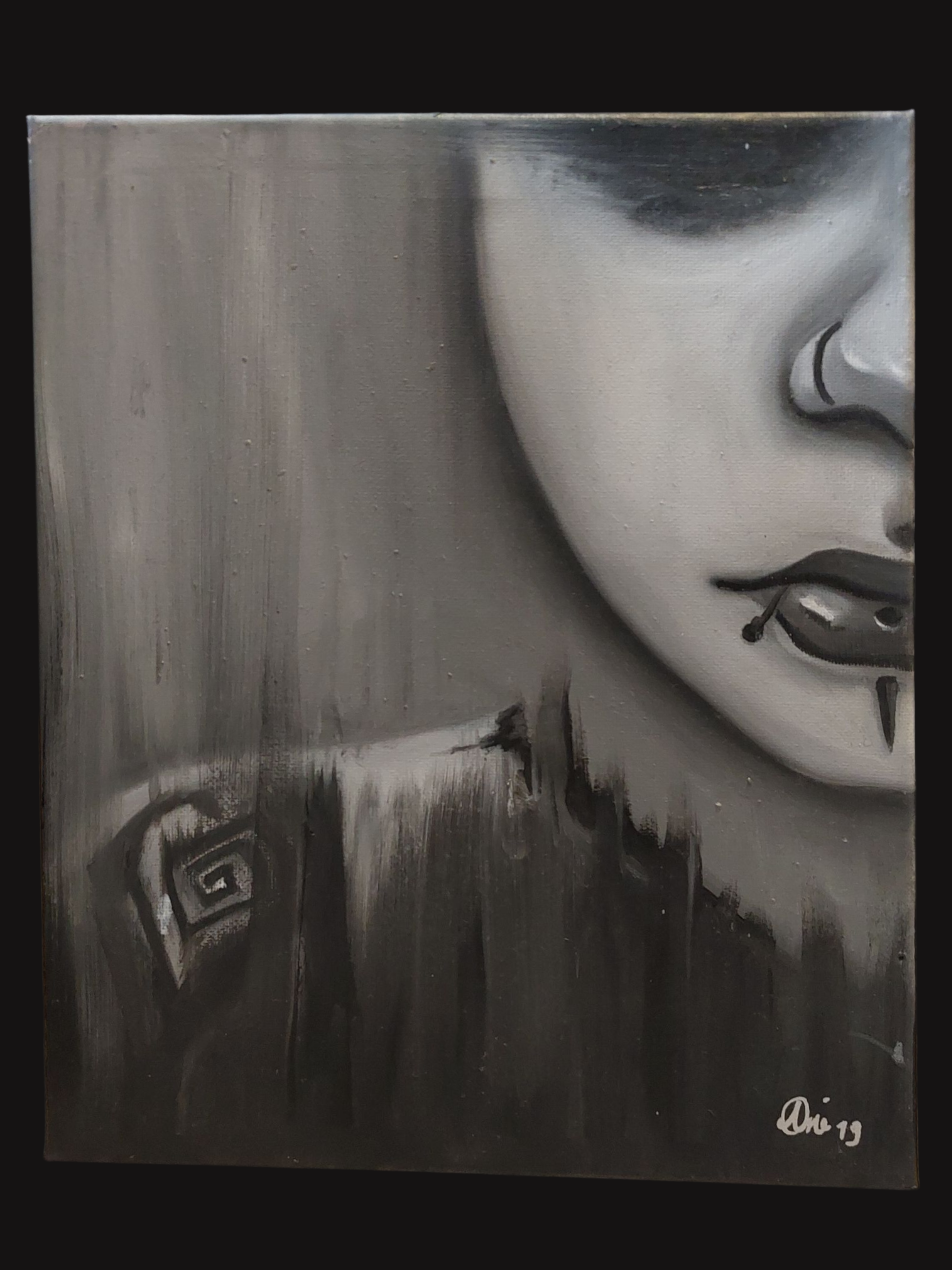 "Dissoziation" 30 x 25 oil on canvas Manchmal - wenn das Leben zu viel wird - werden wir taub. Wir lösen uns ab von unseren Gefühlen, um weiter machen zu können und funktional zu bleiben. Aber warum müssen wir immer funtionieren und wie finden wir uns wieder?